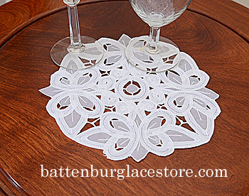 Round Doilies. Christina Crystal Lace. 8" Round. White. 6 pieces